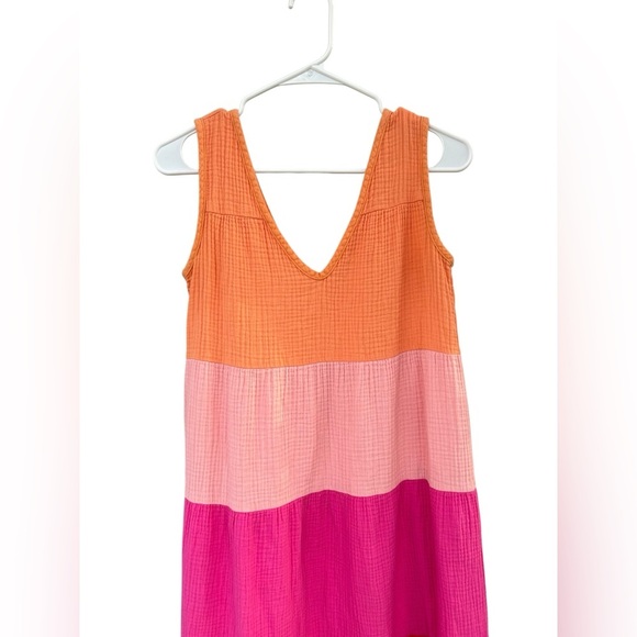 Marine Layer Corinne Double Cloth Maxi Dress - Size Small - Pink Orange - Picture 6 of 10